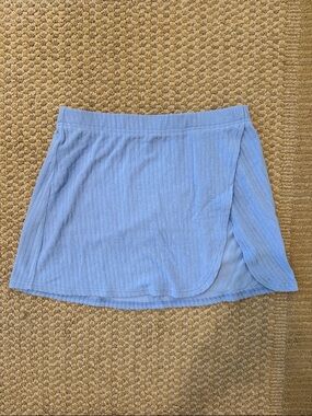 Abercrombie & Fitch Light Blue Ribbed Wrap Mini Skirt